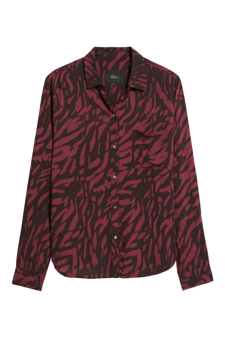 Josephine Print Button-Up Shirt, Alternate, color, OXBLOOD TIGER STRIPE