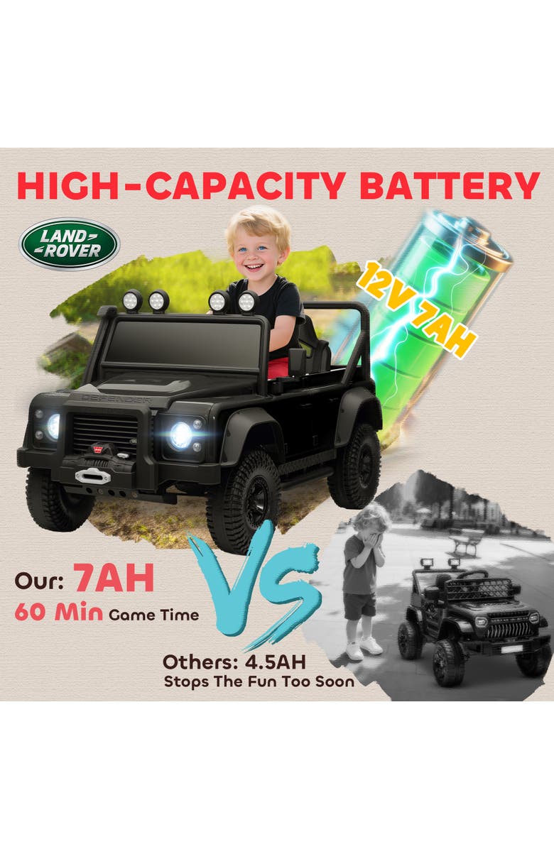 Qaba Land Rover Licensed Kids Electric Truck, Battery, Remote, Dual Motors, Suspension, Alternate, color, Black