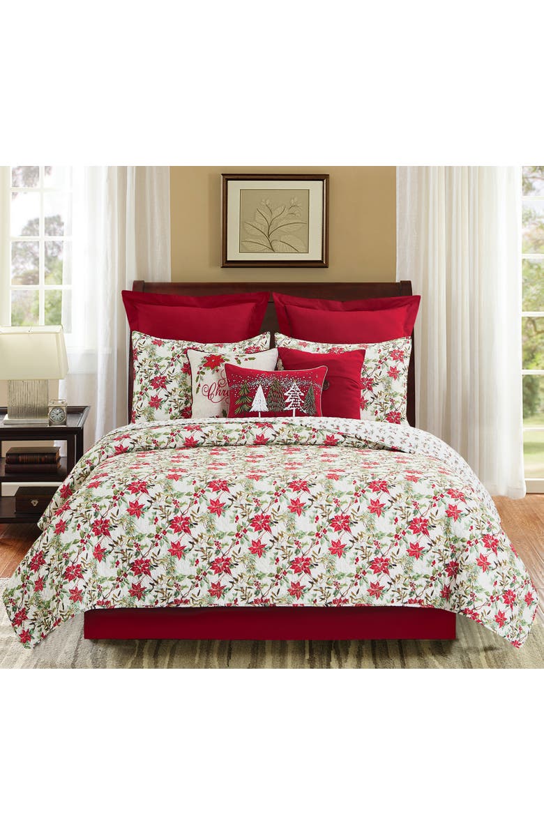 C&F Home Snowy Trees Christmas Pillow, Alternate, color, Red