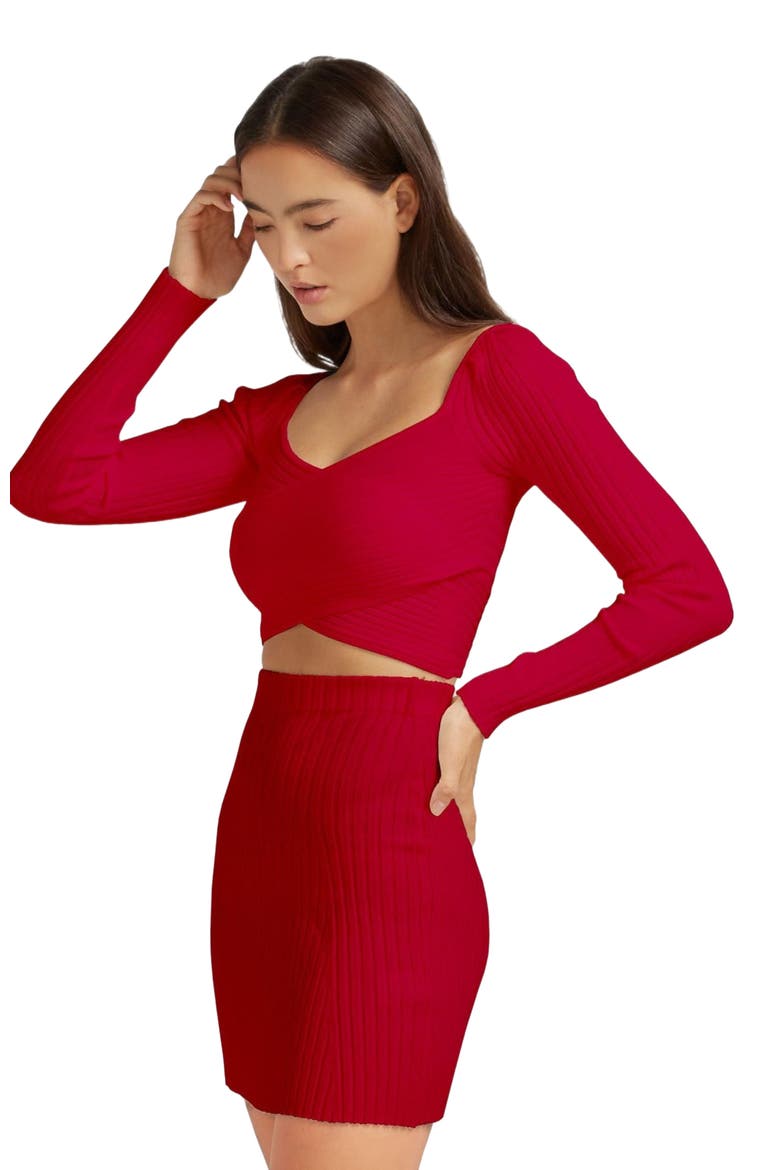 Forget Me Not Knit Crop, Alternate, color, Red