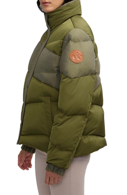 Scotch & Soda Skyla Boxy Denim Puffer Jacket In Green