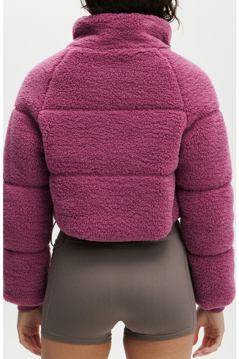 Women's Active The Mother Puffer Cropped Soft Fleece Jacket, Alternate, color, RED VIOLET