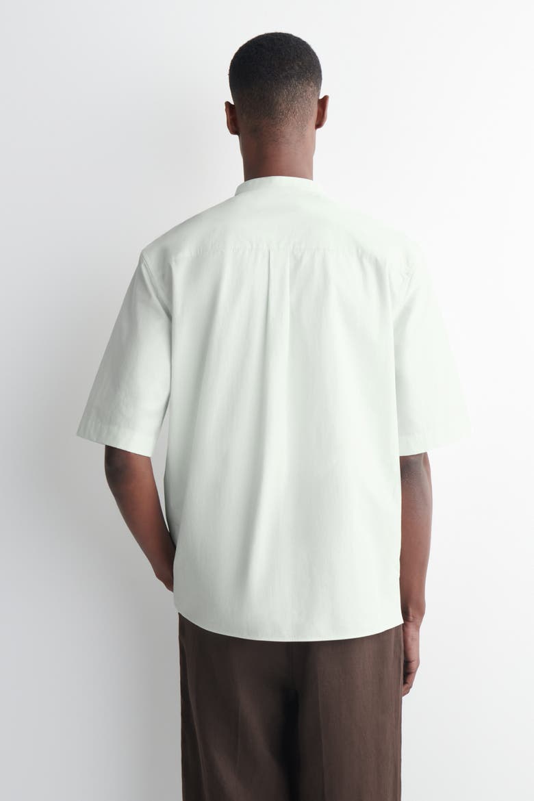 Grandad-collar Short-sleeved Shirt, Alternate, color, LIGHT GREEN