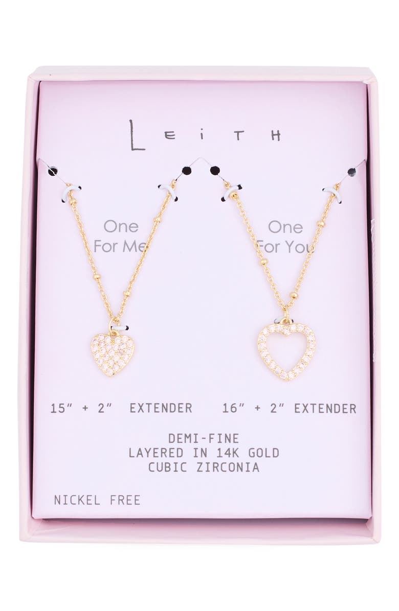 Leith 2-Pack CZ Heart Pendant Necklace, Main, color,
