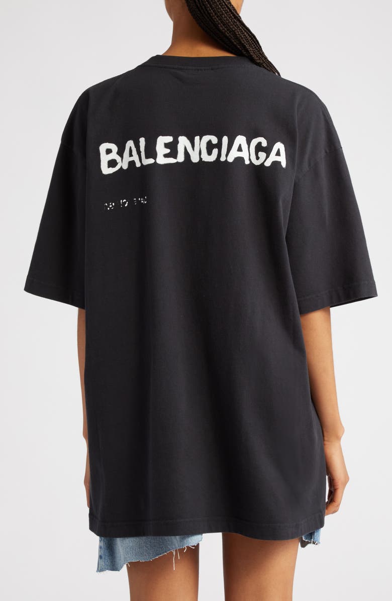 Balenciaga Hand Drawn Logo Oversize Cotton Graphic T-Shirt, Alternate, color,