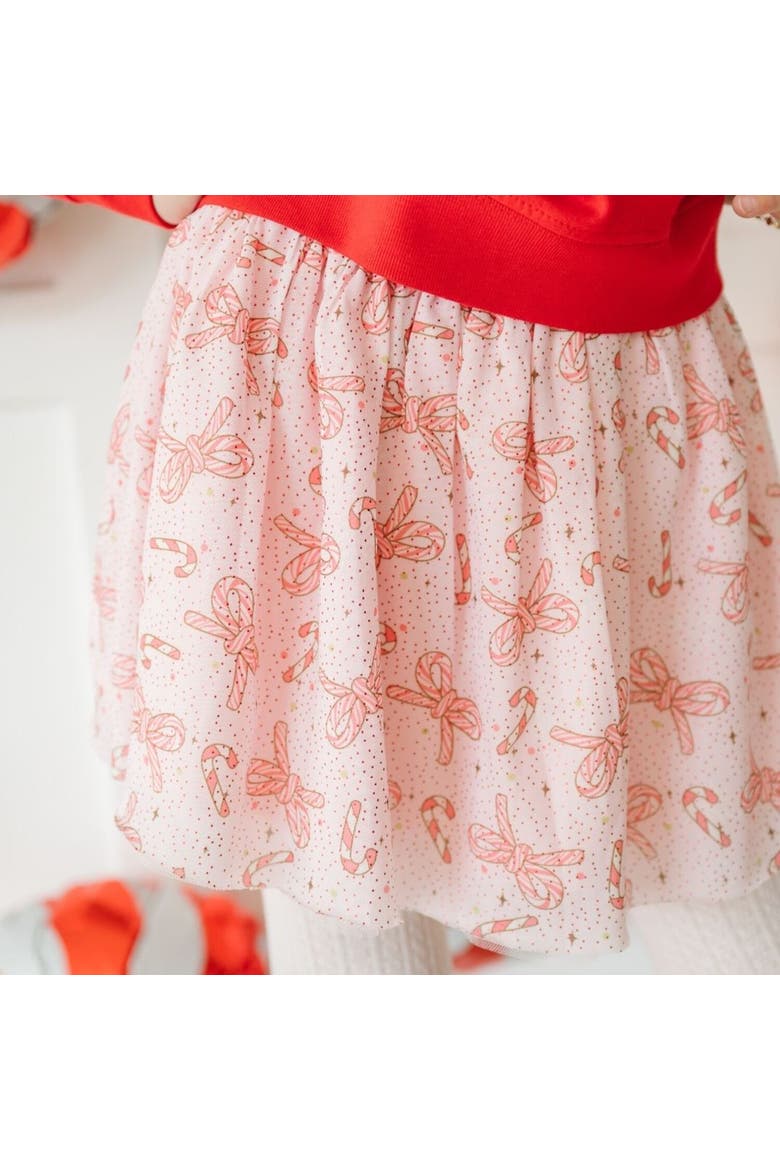 Candy Cane Bow Printed Christmas Tutu, Alternate, color, Pink