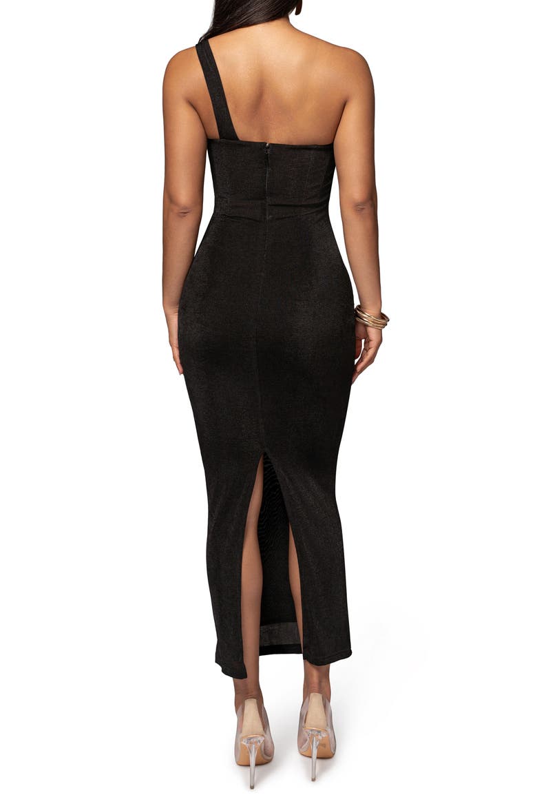 Krishna One-Shoulder Cocktail Dress, Alternate, color, BLACK