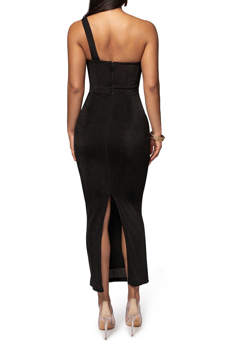 JLUXLABEL Krishna One-Shoulder Cocktail Dress, Alternate, color, Black