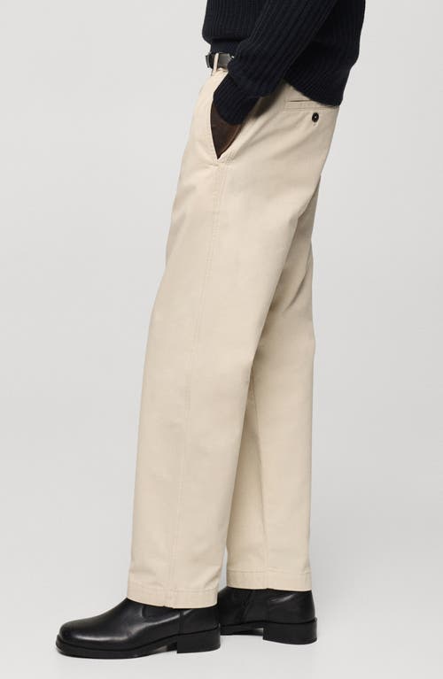 Mango Regular Fit Cotton Trousers In Sand
