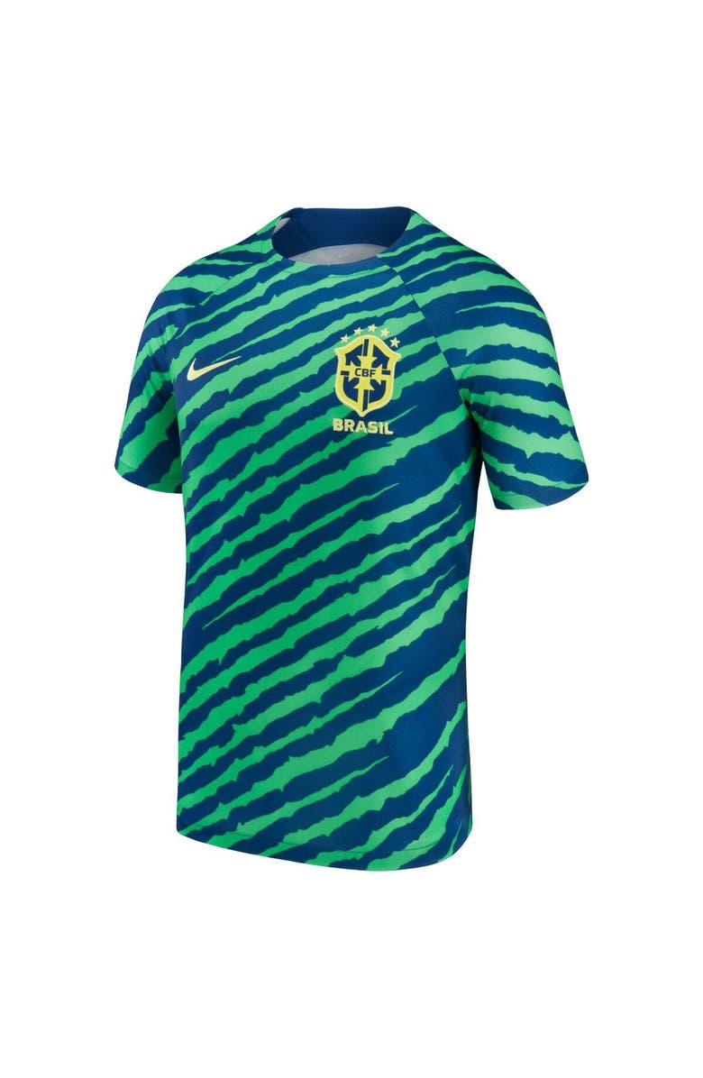 Nike Men's Nike Blue/Green Brazil National Team 2022/23 Pre-Match Top, Alternate, color,