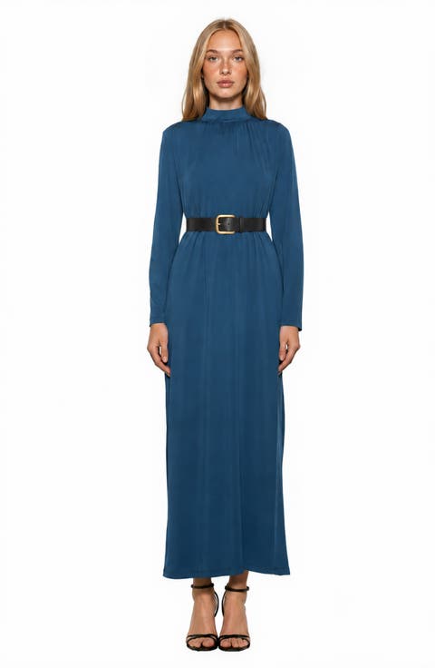 Evander Mock Neck Long Sleeve Maxi Dress