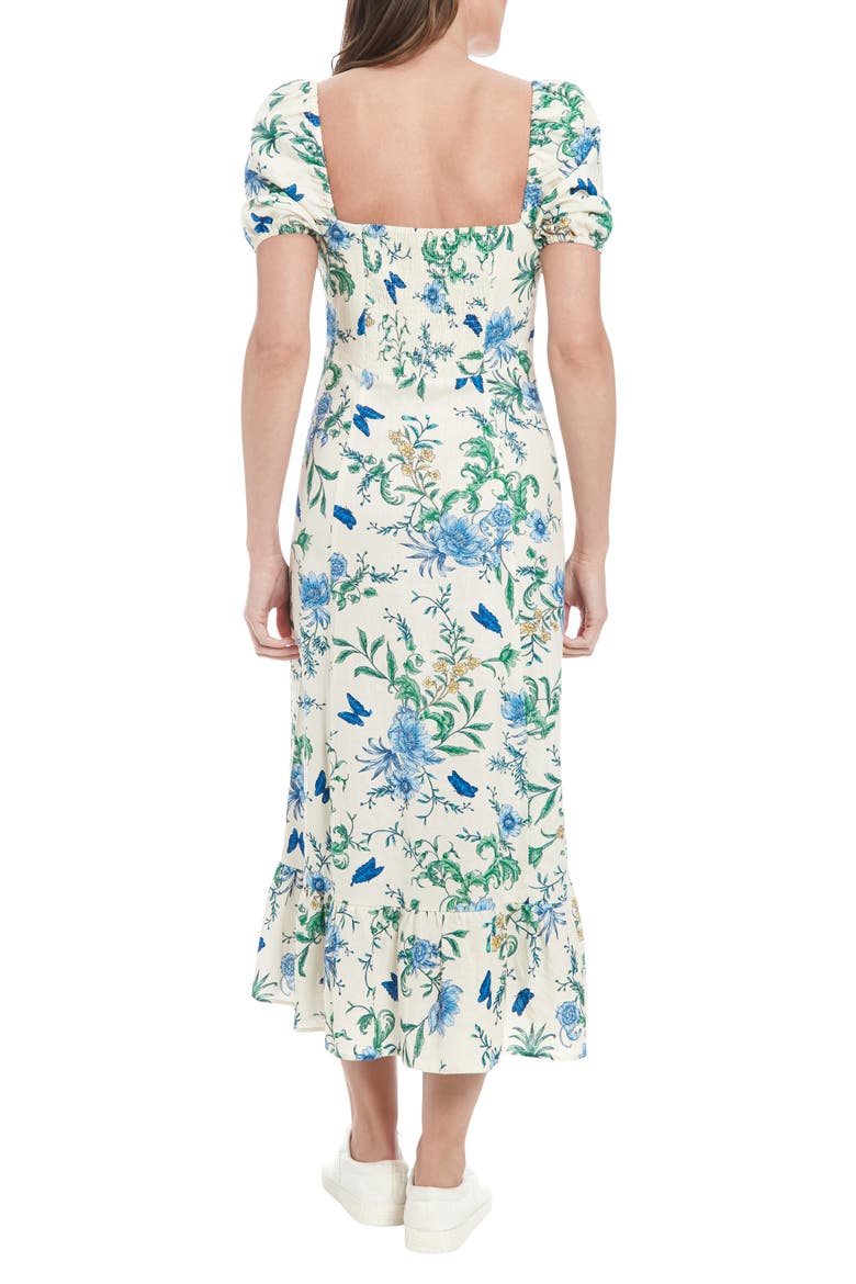 Puff Sleeve Empire Waist Maxi Dress, Alternate, color, CREAM/ BLUE