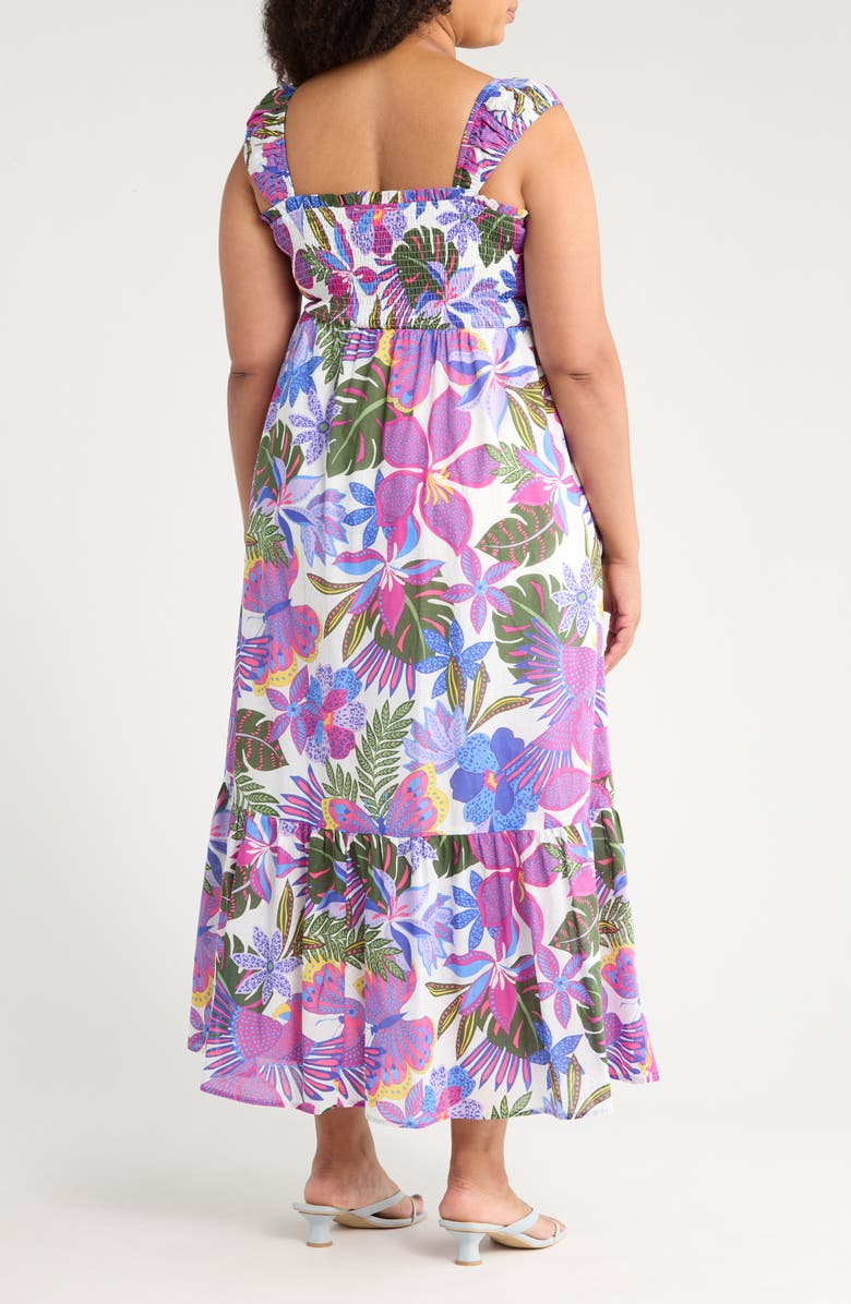 SUGARLIPS Evren Tropics Tayla Smocked Cotton Sundress, Alternate, color, Blue/ Pink