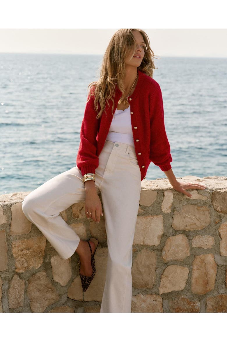 Barrel Leg High Rise Jeans, Alternate, color, Cream