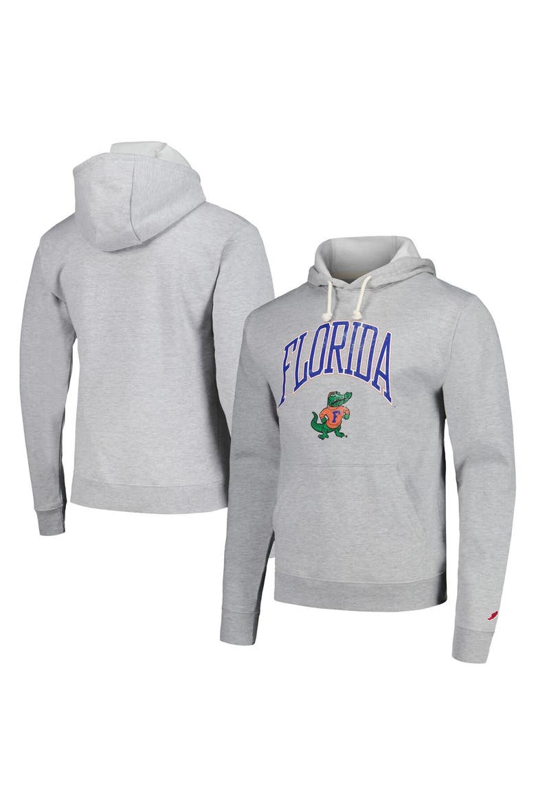 Men's League Collegiate Wear  Heather Gray Florida Gators Tall Arch Essential Pullover Hoodie, Alternate, color, Heather Gray