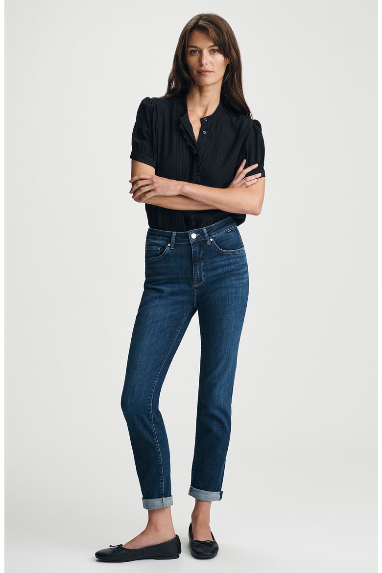 Kathleen Mid Rise Slim Boyfriend Jeans, Alternate, color, DARK BLUE FEATHER BLUE