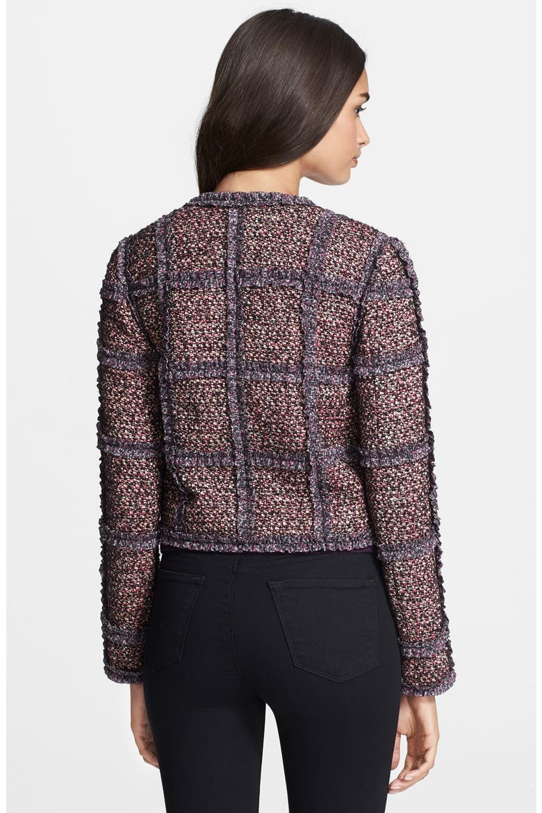 Ruffle Trim Tweed Crop Jacket, Alternate, color, FUCHSIA FEVER