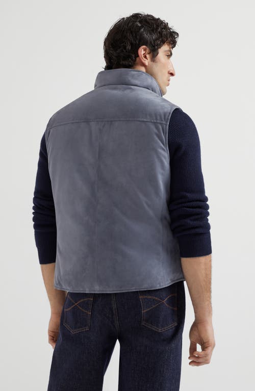 Brunello Cucinelli Suede Down Vest In Black