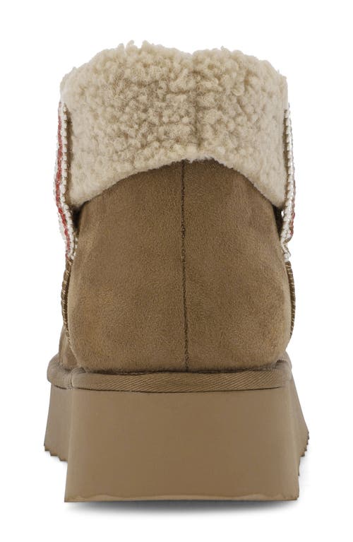 Mia Iceland Faux Shearling Platform Bootie In Brown