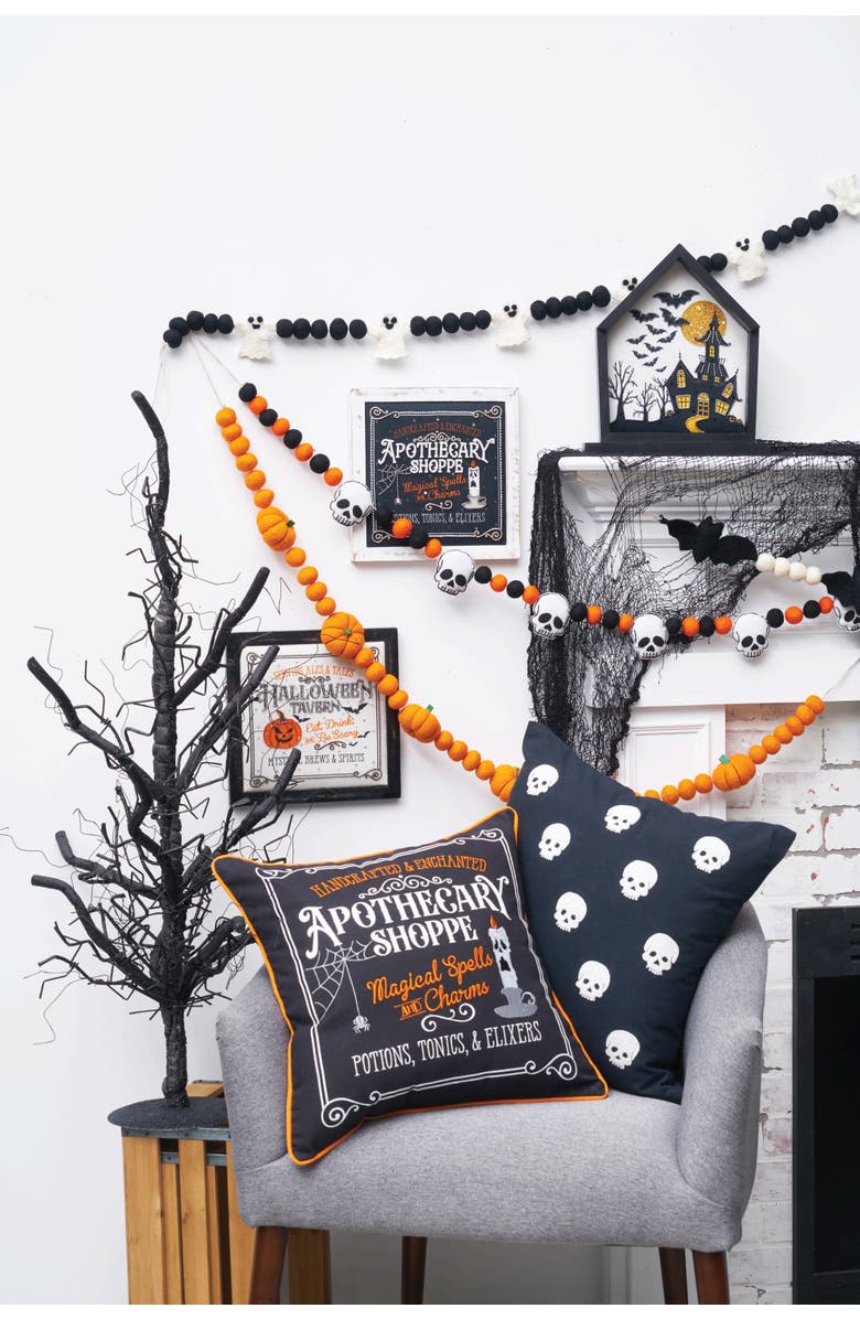C&F Home "Apothecary Shoppe" Cotton Blend Halloween Accent Throw Pillow 18" x 18", Alternate, color, Black