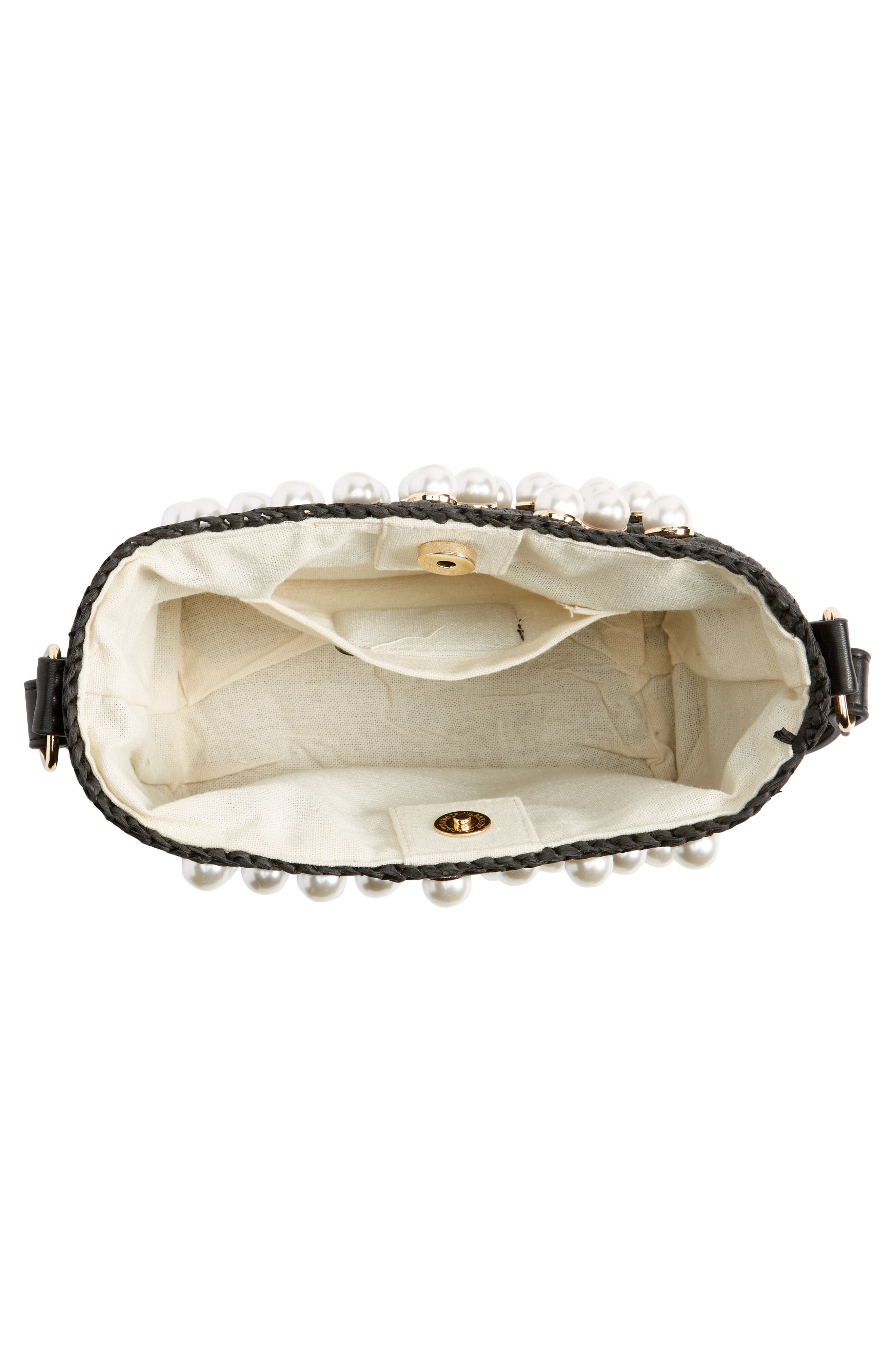Opal Imitation Pearl Crossbody Bag, Alternate, color, BLACK