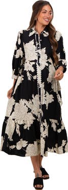 PinkBlush Floral Print Cinched Tie Waist Shirt Dress