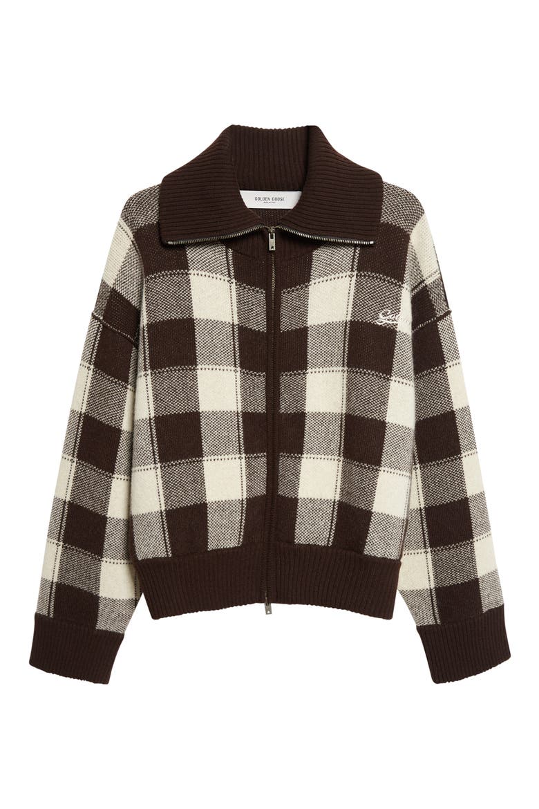Journey Rachell Buffalo Check Knit Jacket, Alternate, color, AFTERDARK/ OATMILK