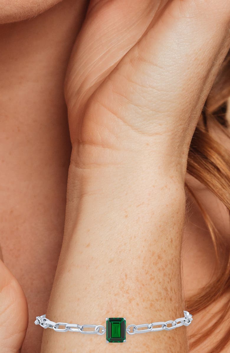 CZ by Kenneth Jay Lane Emerald Cut Cubic Zirconia Paper Clip Chain Bracelet, Alternate, color, 