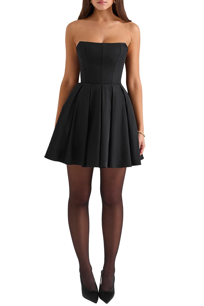 Emmanuela Strapless Fit & Flare Cocktail Dress, Main, color, BLACK