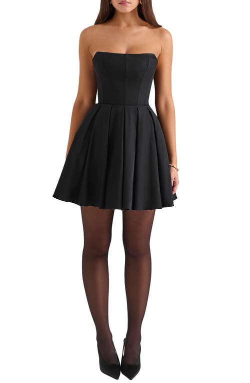 HOUSE OF CB Emmanuela Strapless Fit & Flare Cocktail Dress in Black 