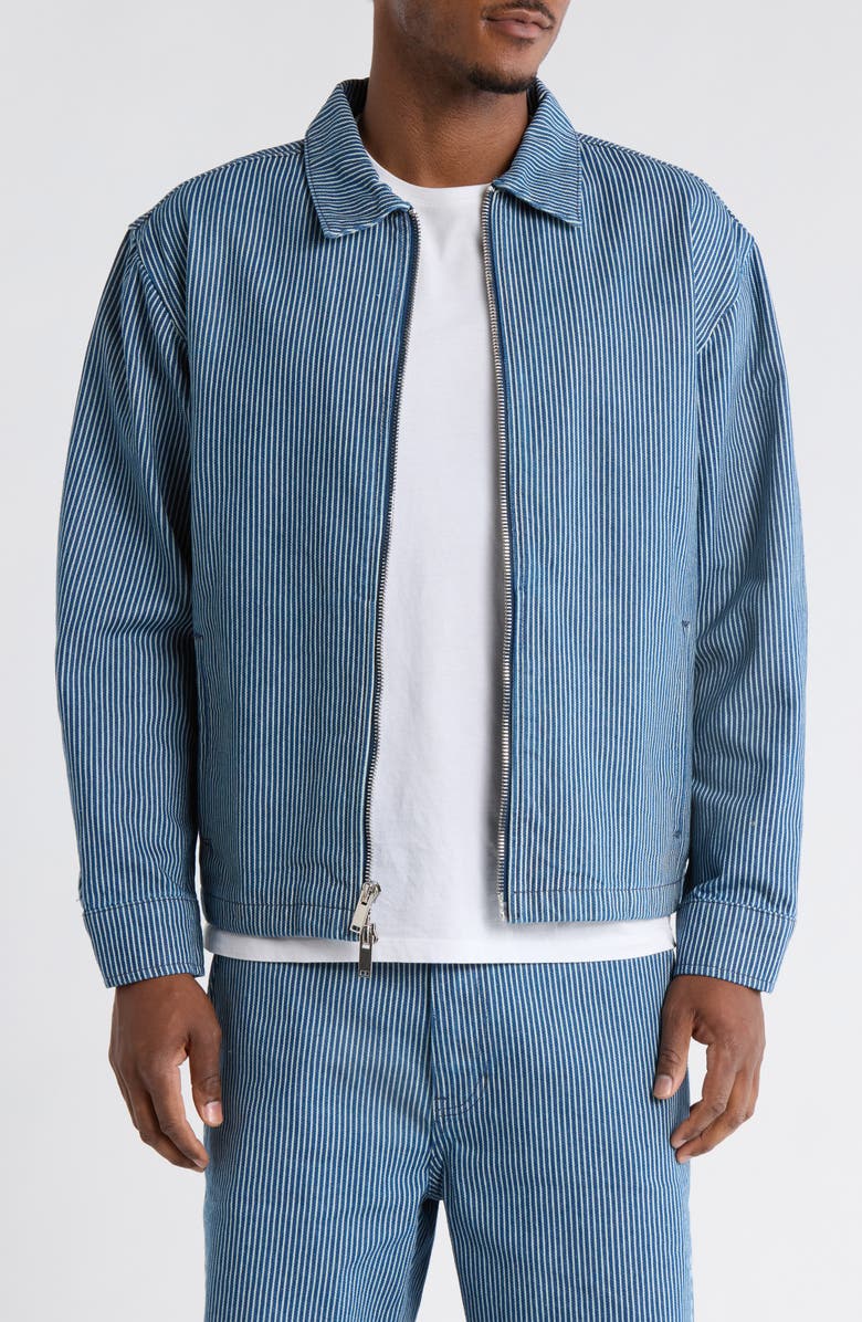PacSun Initial Stripe Denim Chore Jacket, Main, color, Overdye Denim