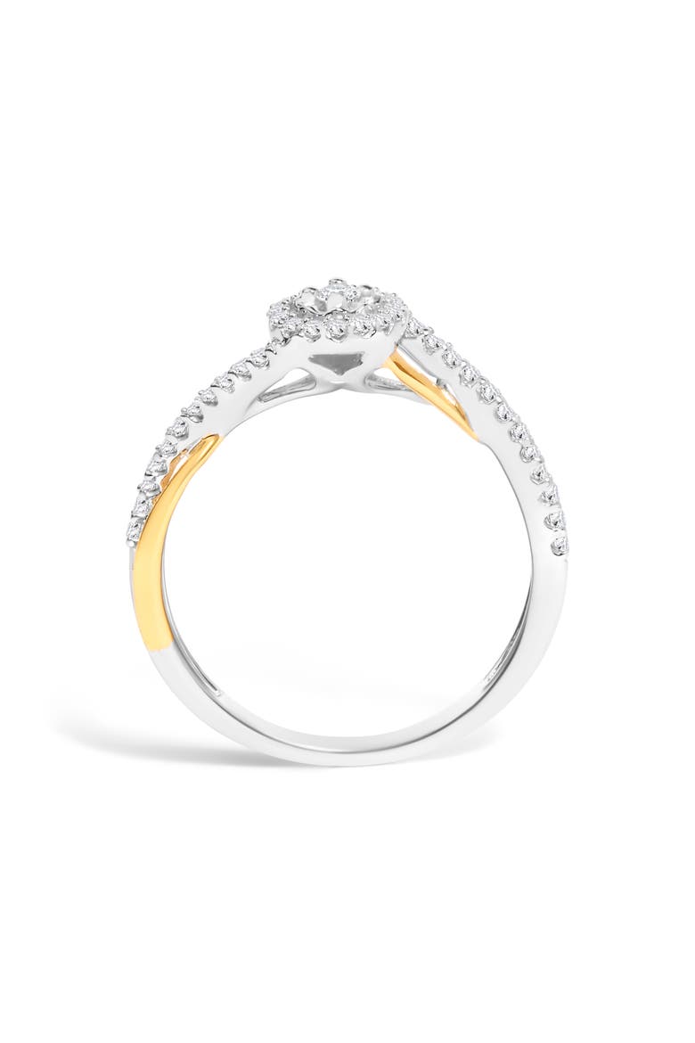 Silver 1/4 Cttw Diamond Bypass and Halo Promise Ring, Alternate, color, Yellow