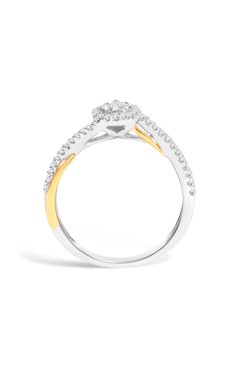 Haus of Brilliance Silver 1/4 Cttw Diamond Bypass and Halo Promise Ring, Alternate, color, Yellow