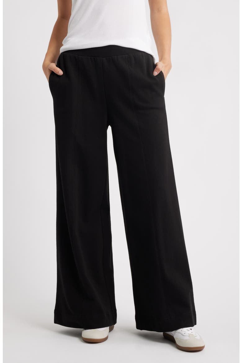 Skyrise Pintuck Pleat Wide Leg Pants, Main, color, BLACK