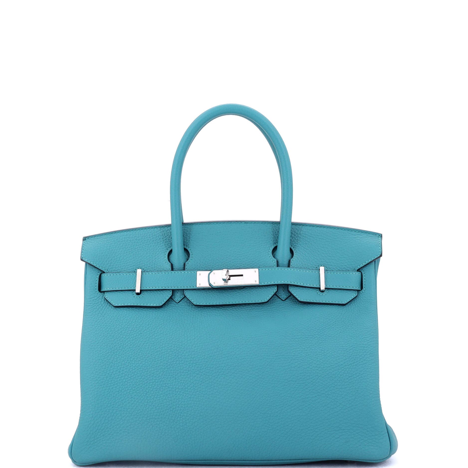 Pre-Owned Hermes Birkin Handbag Blue Togo with Palladium Hardware 30, Main, color, Turquoise