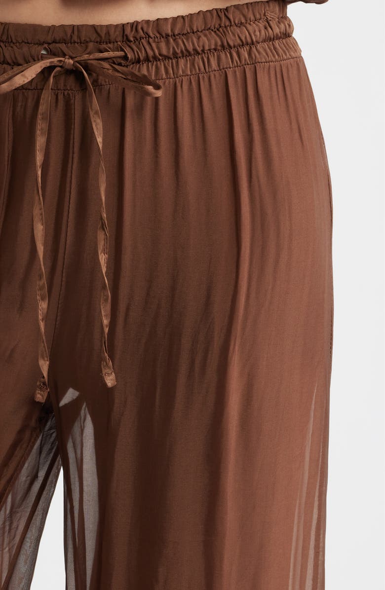 DELUC Strada Wide Leg Drawstring Pants, Alternate, color, Chocolate