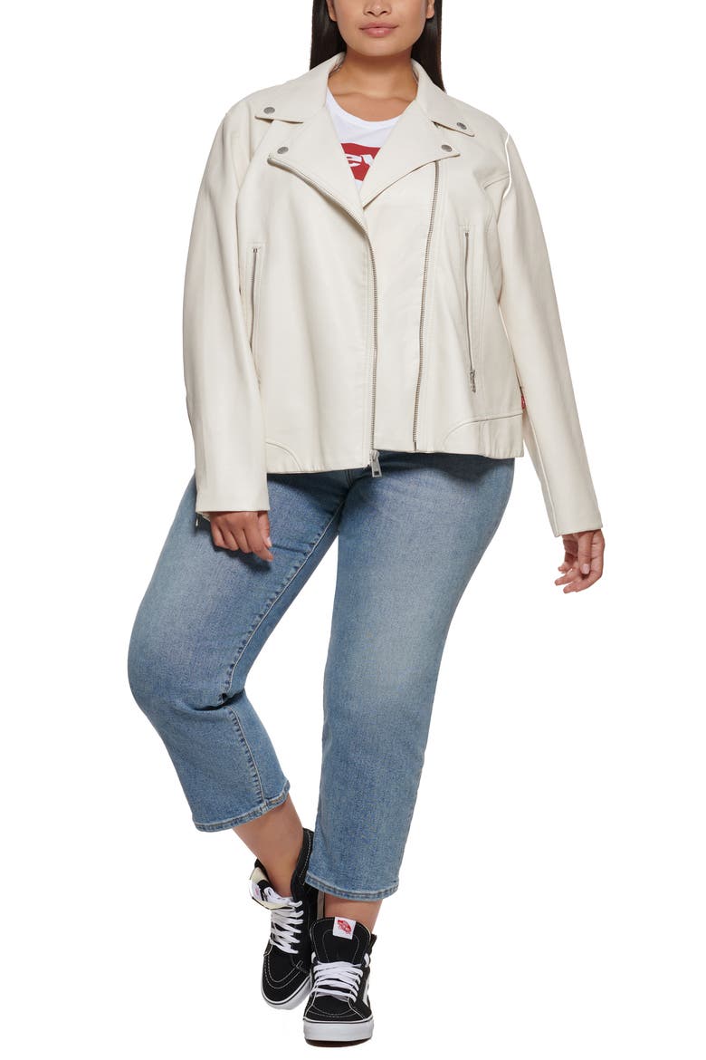 Faux Leather Moto Jacket, Alternate, color, OYSTER