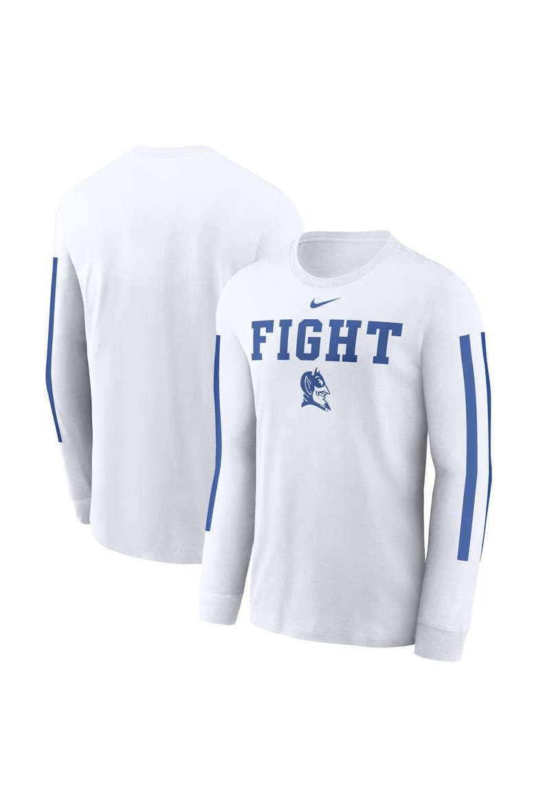 Men's Nike White Duke Blue Devils Local Spirit Slogan Long Sleeve T-Shirt, Alternate, color, White