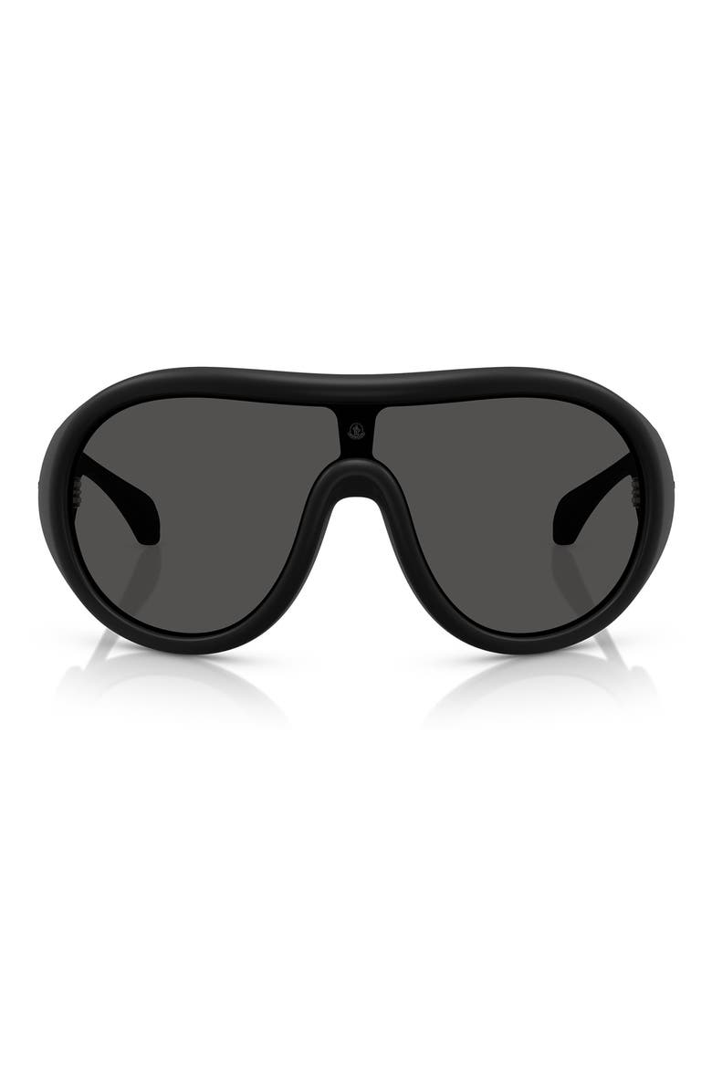Cloche 135mm Polarized Pilot Shield Sunglasses, Main, color, MATTE BLACK