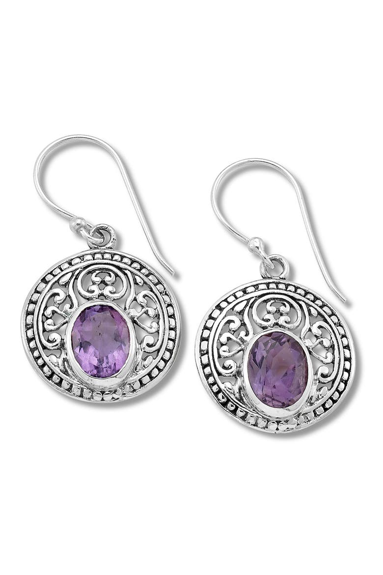 Round Drop Earrings, Main, color, PURPLE