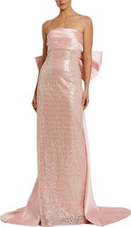 Mac Duggal Strapless Embellished Gown With Back Bow Detail