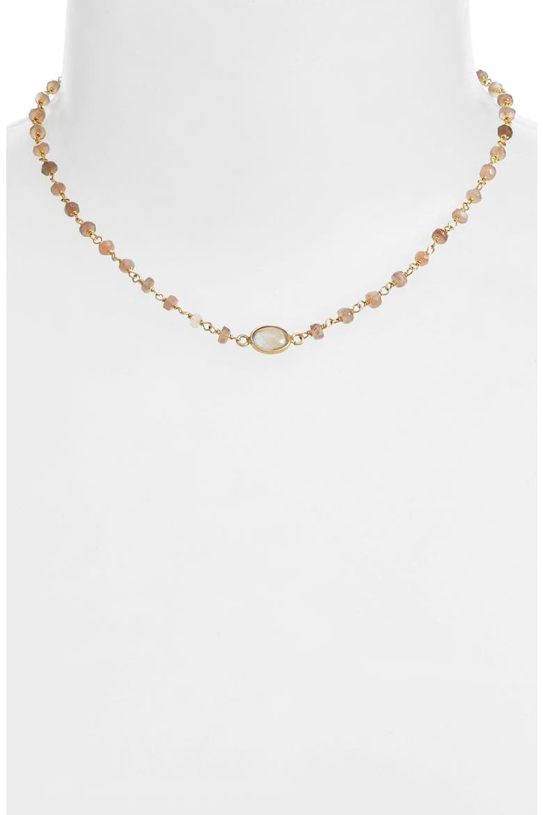 Libi Semiprecious Stone Collar Necklace, Alternate, color, BROWN MOONSTONE / LABRADORITE