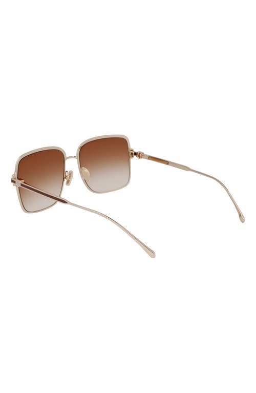 Ferragamo Gancini 57mm Modified Rectangular Sunglasses In Gold/brown Sand Gradient