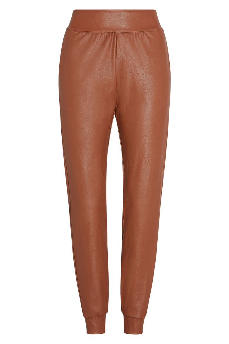 Faux Leather Jogger Pants, Alternate, color, COCOA