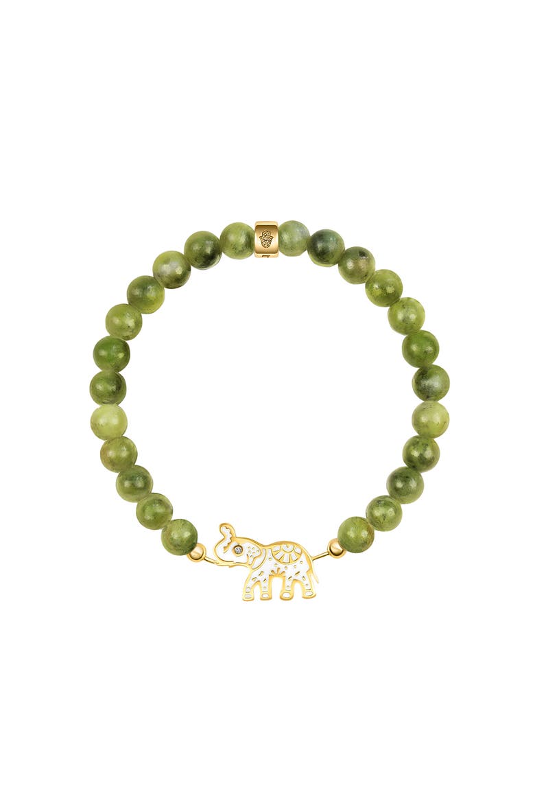 Grounded in Luck Jade Elephant Bracelet, Main, color, Green/White