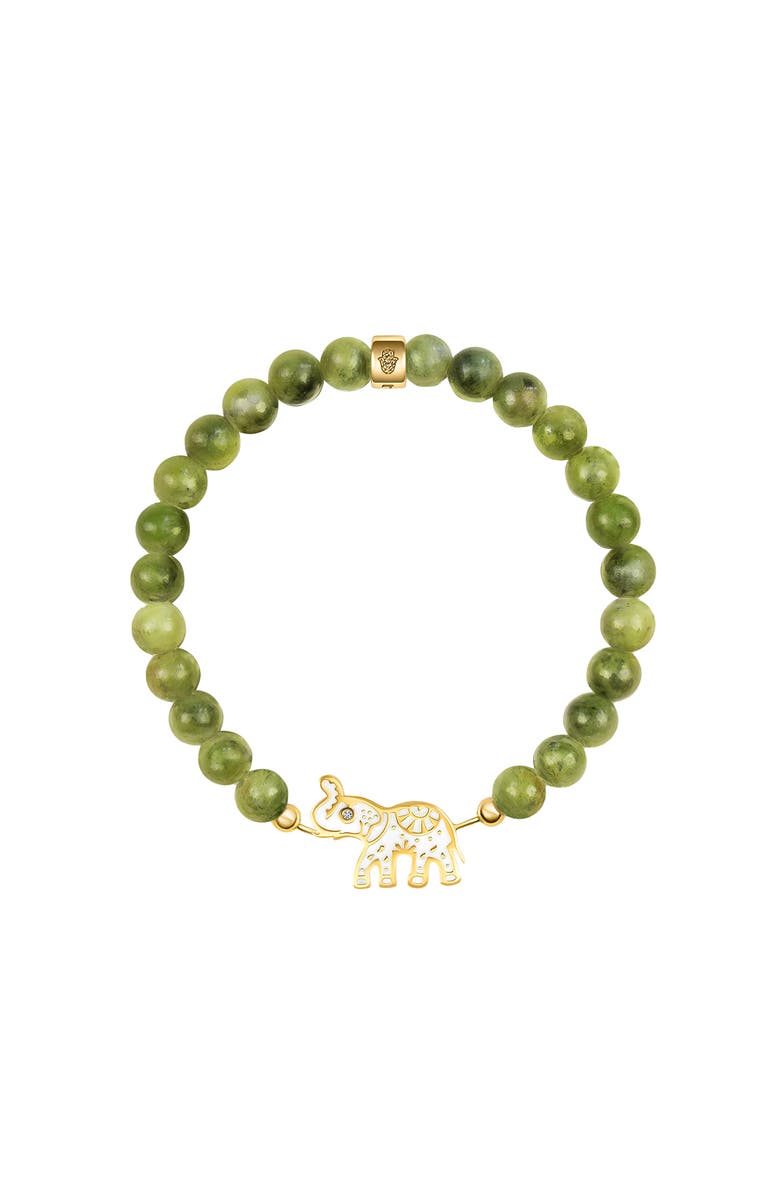 Karma and Luck Grounded in Luck Jade Elephant Bracelet, Main, color, Green/White
