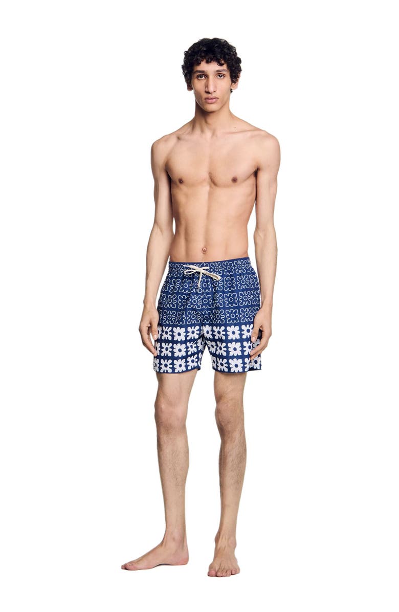 SANDRO Floral print swim trunks, Alternate, color, 