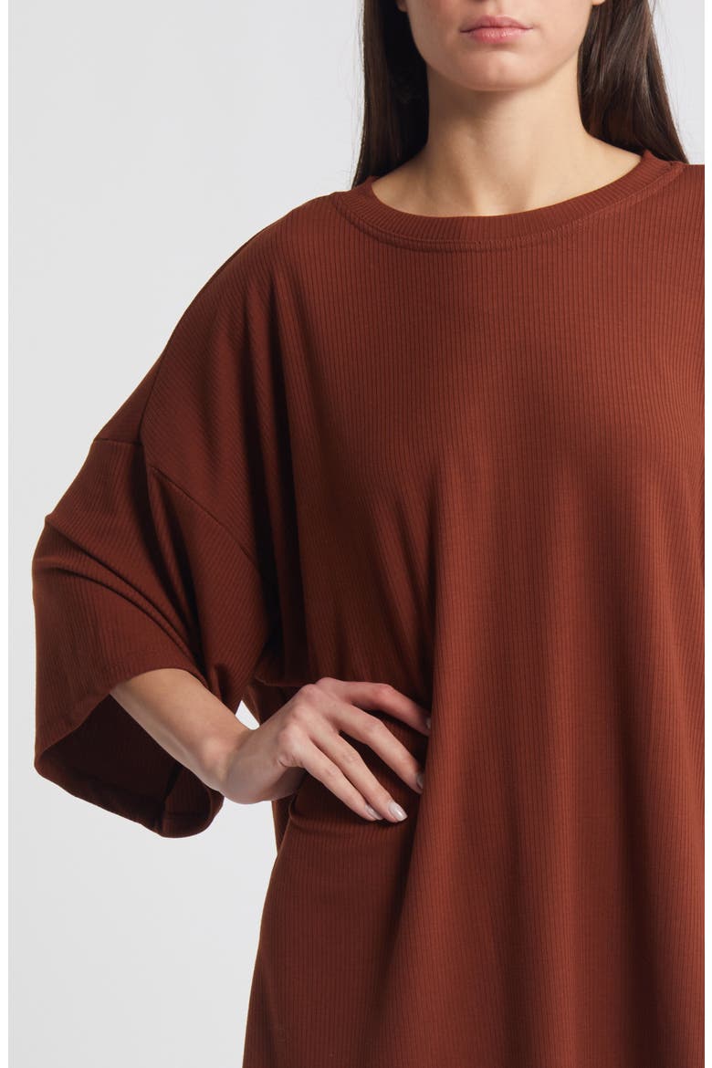 Malone Rib Oversize T-Shirt & Shorts, Alternate, color, CINNAMON