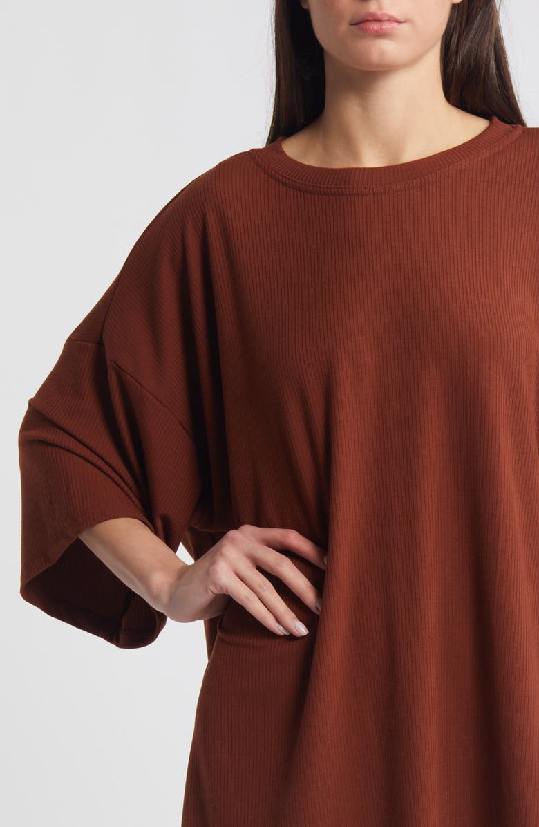 Dressed in Lala Malone Rib Oversize T-Shirt & Shorts, Alternate, color, Cinnamon