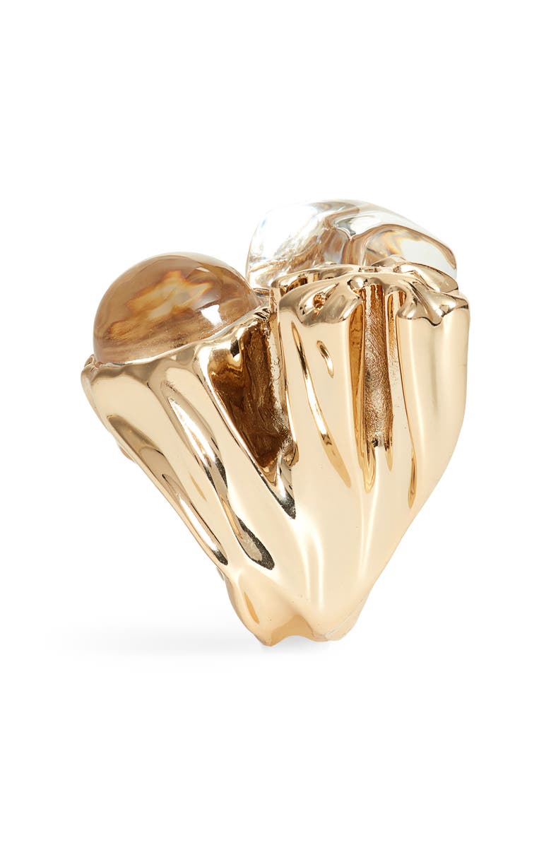 Tory Burch Kira Crystal Statement Ring, Alternate, color, Brass / Clear